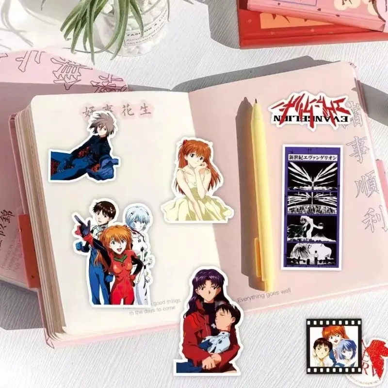 75 יחידות Evangelion EVA Rei Asuka מדבקות אנימה מגניב קריקטורה מדבקות DIY בקבוק מים PVC עמיד למים סקייטבורד מדבקת צעצועי מתנה — image 4