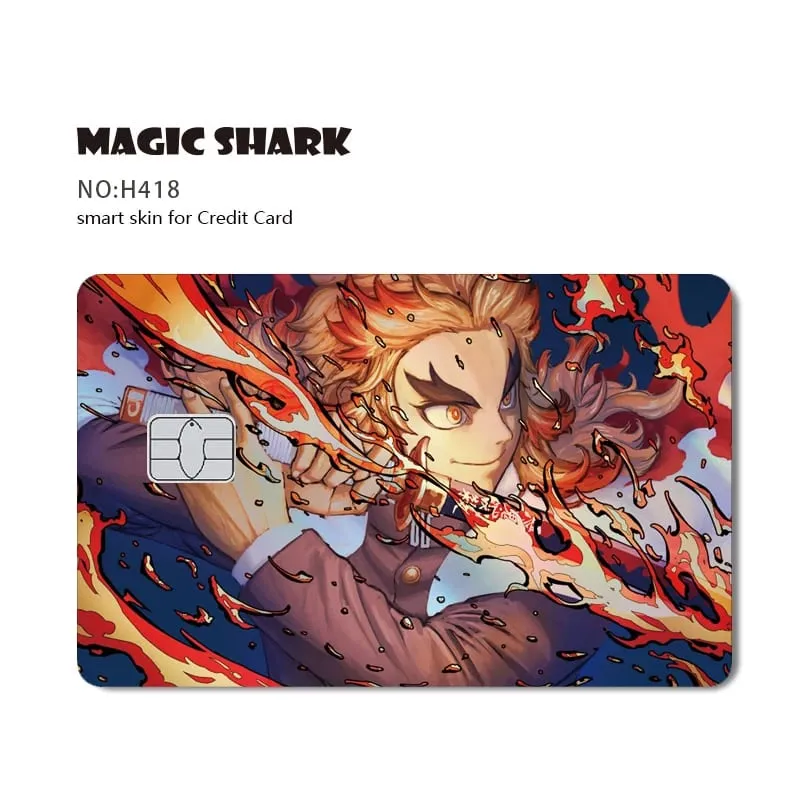 Magic Shark Demon Slayers Anime Cool Shinny Holographic Laser Skin Cover Sticker Film for Debit Credit Card