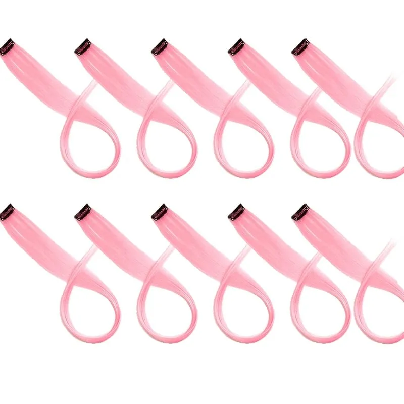 Synthetic 10pcs Colored Hair Synthetic Extensions Colorful Clip in Hair Long Straight Hair for Kids Girls Women — image 17