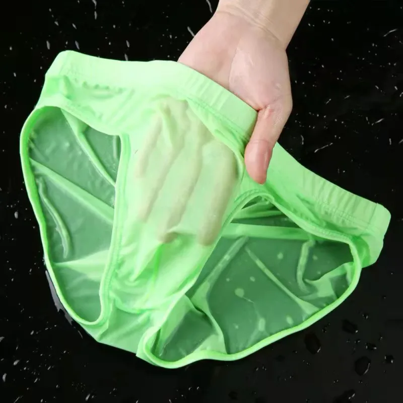 ผู้ชายเซ็กซี่ Sheer Ice Silk ชุดชั้นใน Quick-Dry U กระเป๋านูน Breathable ต่ำเอวกางเกงฤดูร้อน Cooling — image 12