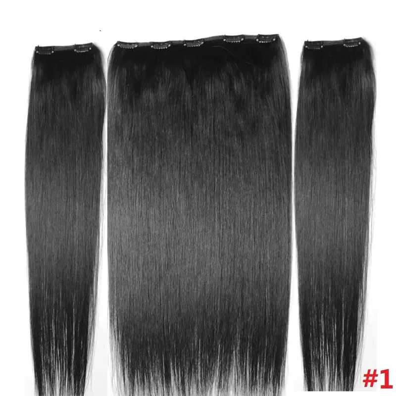 Clips-in 100% Brazilian Human Remy Hair Extensions 16"-28" Three Pieces 3pcs Set 100g-200g 1x25 2x10 Natural Straight