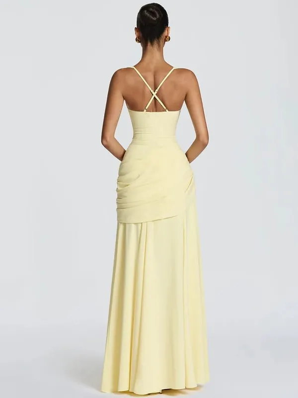 Mozision sexy maxi šaty bez ramínek bez ramínek Bodycon Ruched Club Party Dlouhé šaty Dámské — image 4