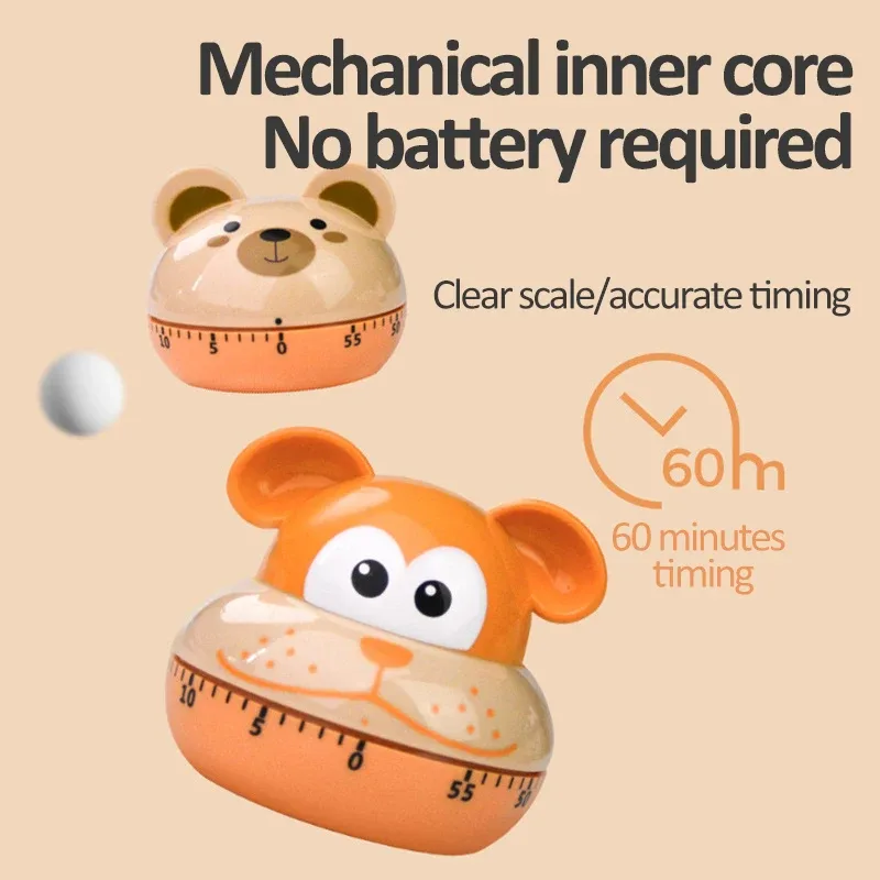 Mechanical Kitchen Timer with Cartoon Animal Pattern Cooking Alarm SCountdown Timer — image 3