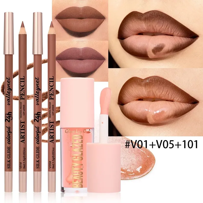 3Pcs/Set Matte Velvet Lip Liner Lip Oil Lip Combo Long Lasting Waterproof Lipliner Lip Makeup — image 3