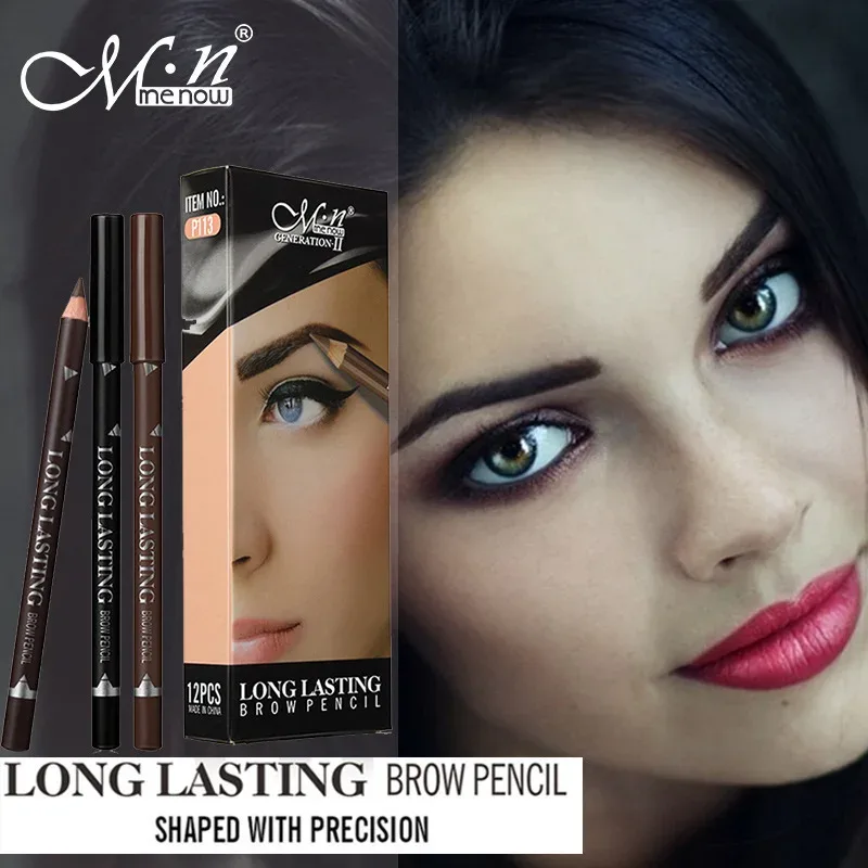 2pcs MENOW 3 Colors Long Lasting Waterproof Eyebrow Pencils Double Use Wooden Pole Eyeliner Permanent Makeup Tattoo Accessories — image 5