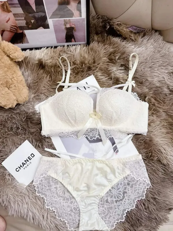 Push Up Bra for Small Bust - French Chic Lace Bralette Set Wireless Comfort Support Anti-Sag Underwear for Petite Women — image 10