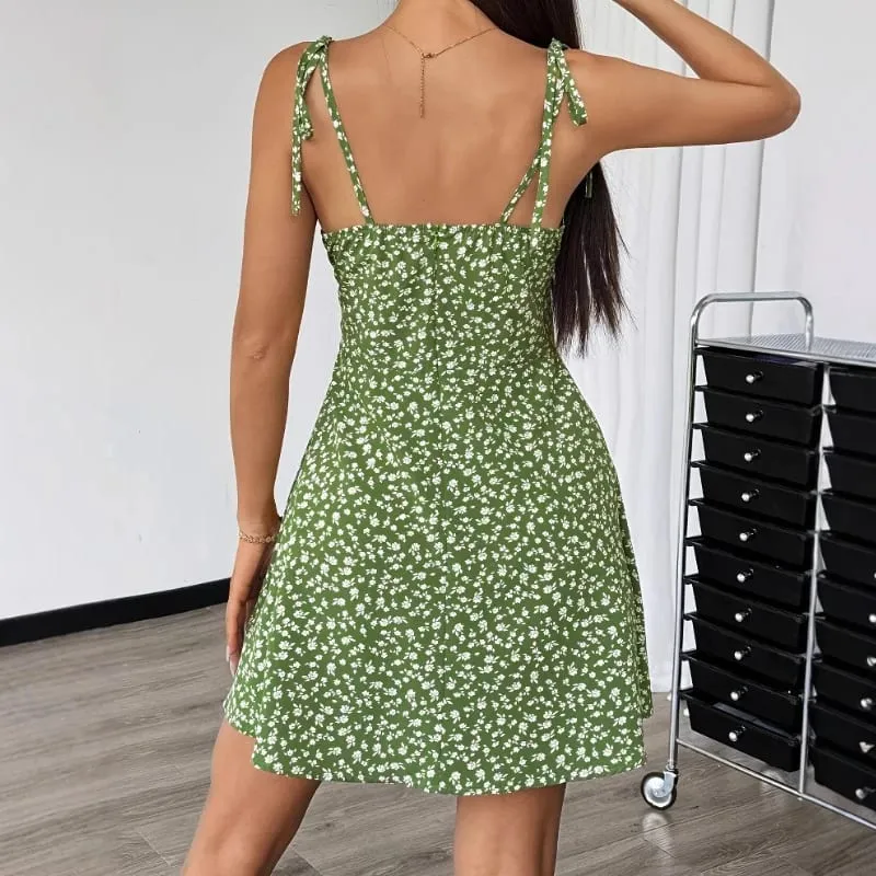 Women's Summer Floral Spaghetti Strap Beach Short Dress Womens Dresses Woman Clothing Woman Clothes Sundress New in Dress 2025 — image 5