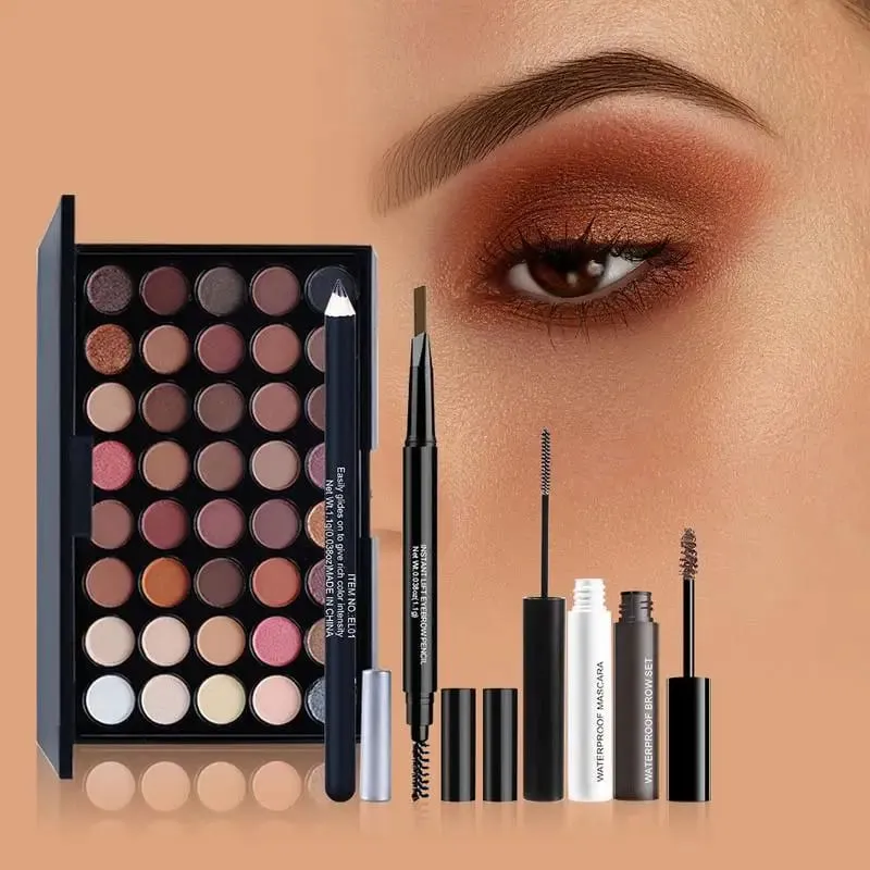 Makeup Kit Foundation Concealer Full Makeup Kit Eyebrow Pencil Foundation Concealer Eyeshadow Primer Brush Pressed Powder