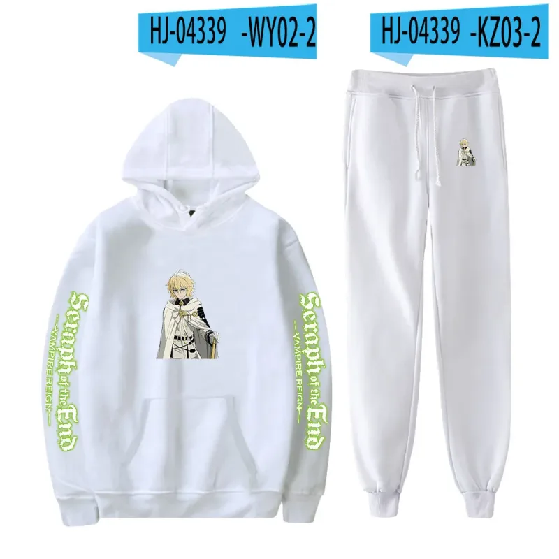 Harajuku cómodo Seraph of the End estampado sudadera pantalones de chándal traje sudaderas con capucha + pantalones traje niños/niñas conjunto de 2 piezas ropa — image 1