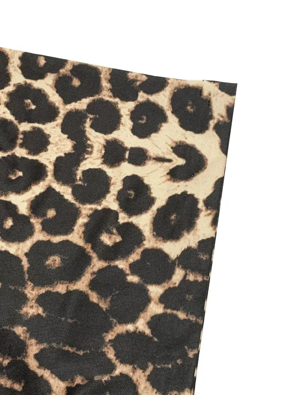 Dámské šaty midi s volným střihem, jednobarevný design s vlnitým lemem Pohodlná měkká tkanina s leopardím potiskem, letní oblečení pro volný čas — image 2