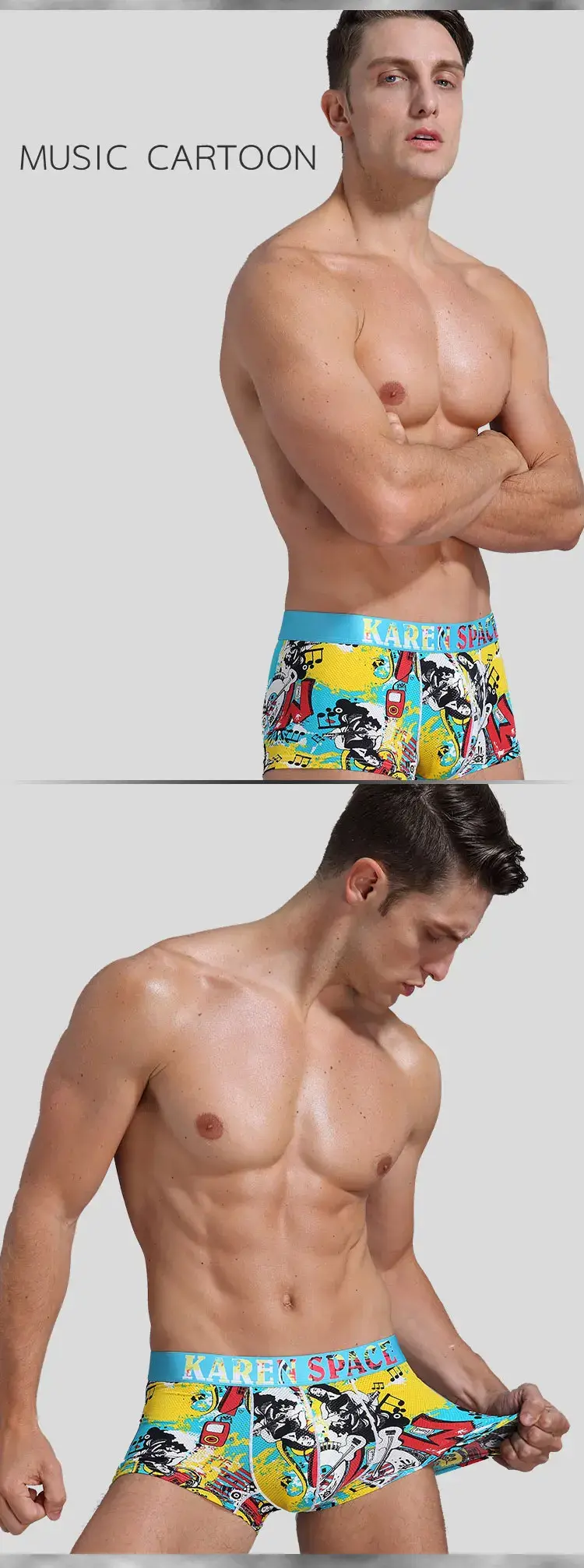 남자의 통기성 얼음 실크 인쇄 복서 팬티 속옷 유행 남성 팬티 편안한 Calzoncillo Hombre — image 8