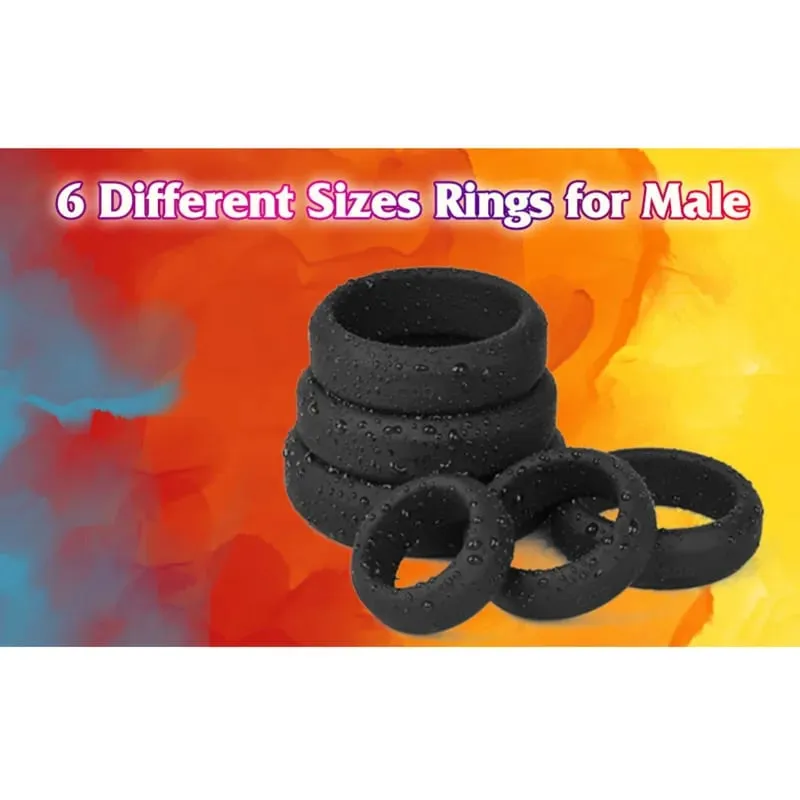 6 Pcs Male Penis Rings Cock Rings Sleeve Delay Ejaculation Silicone Beaded Time Lasting Erection Sex Toys For Men Adult Games — image 4