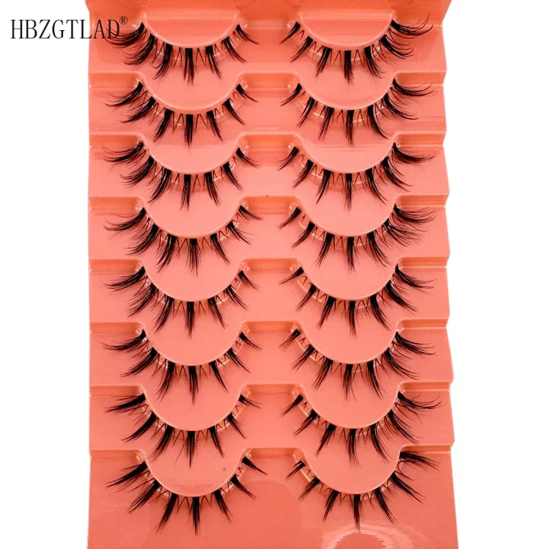 7/8PairsCat Eye Eyelashes manga Lashes 3D Clear Band Lashes naturalHalf Lashes End Eye Elongated Mink Eyelashes Fluffy Eyelashes