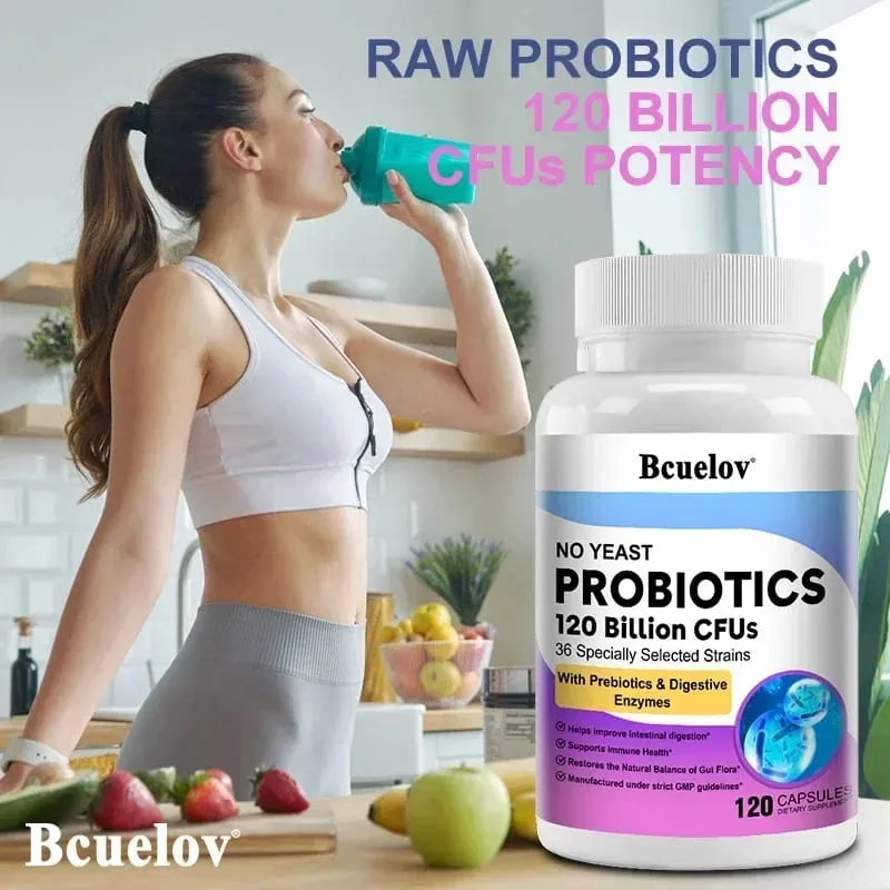 Probiotics 120 Billion CFU 36 Strains Contains Prebiotics and Digestive Enzymes for Digestion and Immune Support Vegan Non-GMO