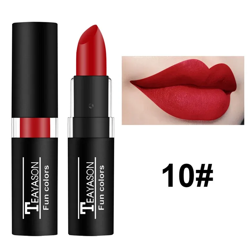 Matte Lipsticks 12 Colors Waterproof Long Lasting Lip Stain Non-stick Cup Sexy Red Black Lipstick Pigment Lip Cosmetics — image 16