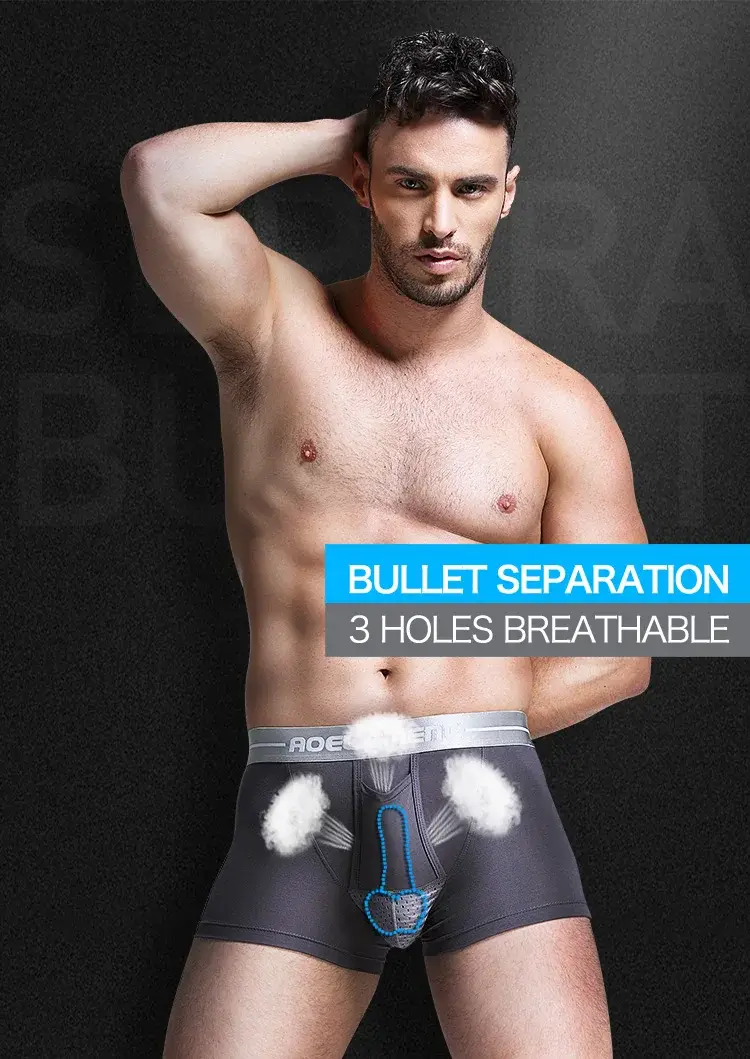 Bullet Separation Underwear Men's Ventilated and Breathable Summer Dry Underwear Ice Silk Pouch Ice Health Boxer Briefs — image 1
