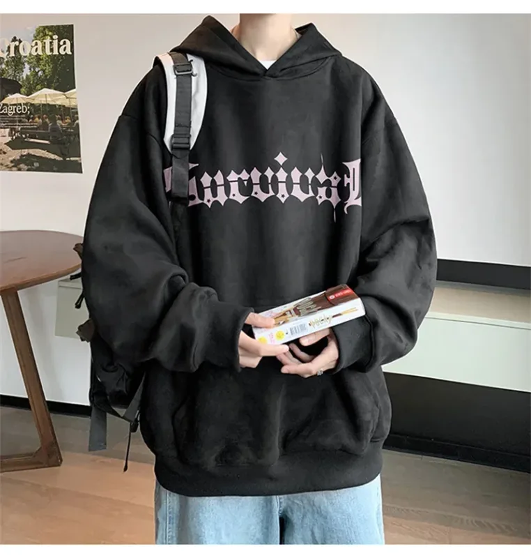 Autumn Gothic Spider Printed Hooded Sweatshirts Hombre Harajuku Streetwear Graphic Suede Hoodies Aesthetic Oversized Y2K Hoody