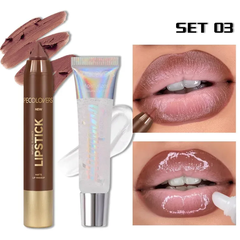 1SET Lip Liner Pencil Set Lip Liner with Lip Gloss Outline Lip Contour Moisturize Lips Full Andarming Lips Lip Makeup