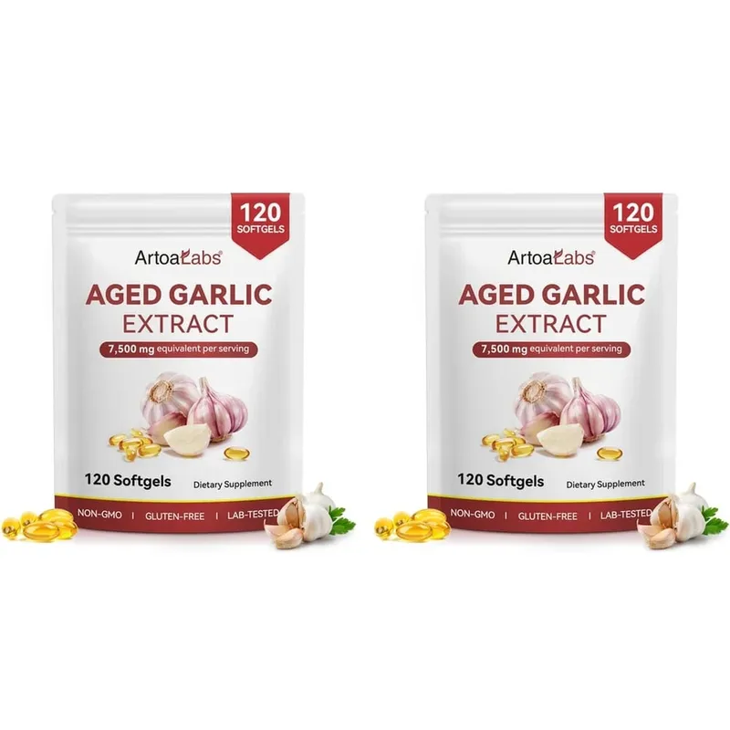 Aged Garlic Extract Softgels 7500mg Equivalent per Serving for Circulation & Heart Function Antioxidant & Immune Support 120Ct