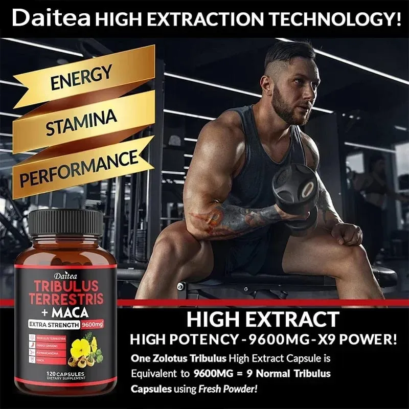 Daitea Tribulus + Maca Extract Capsules - Extra Strength 9600 Mg - Energy Endurance & Natural Energy Non-GMO — image 4