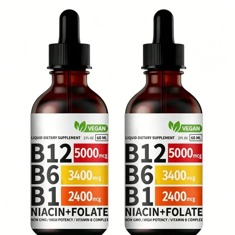 Vitamin B6 Kapky Komplex B12 B1 Folát Tekutý doplněk pro podporu trávicího systému Kapky Tekuté Kapky s trojitým vstřebáváním — image 7