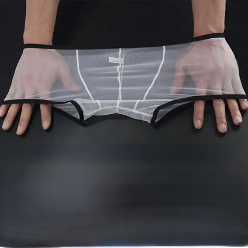 Men See Through Ultra-thin Boxer Briefs Shorts U Convex Pouch Underwear Panties Mesh Low Rise Transparent Qucik-Dry Underpants — image 4