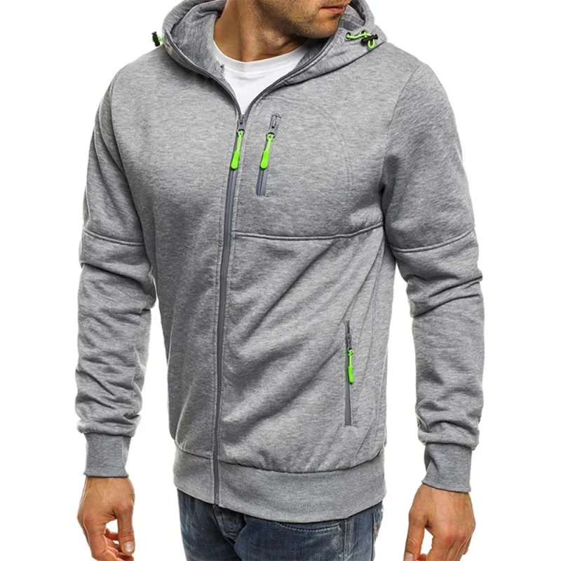 Maglione da uomo Cardigan Giacca con cappuccio Tasca con cerniera Giacca jacquard Sport Fitness Tempo libero all'aria aperta Corsa Abbigliamento sportivo in tinta unita — image 10