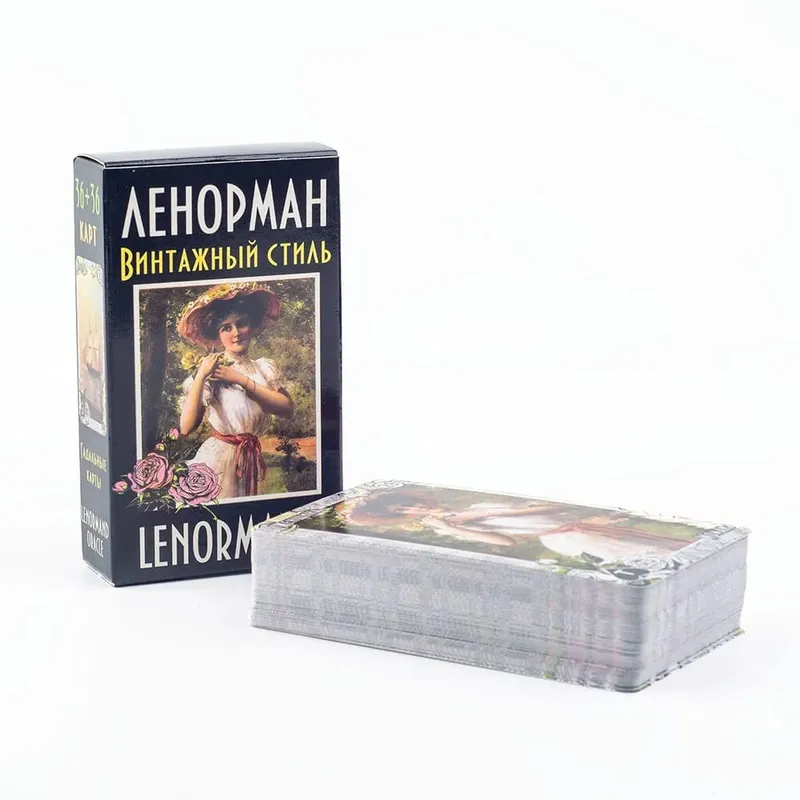 72 Stück ЛЕНОРМАН ВИНТАЖНЫЙ СТИЛЬ LENORMAND ORACLE Russian Visions Tarot Divination Fate Deck Brettspielkarte für Familienfeier