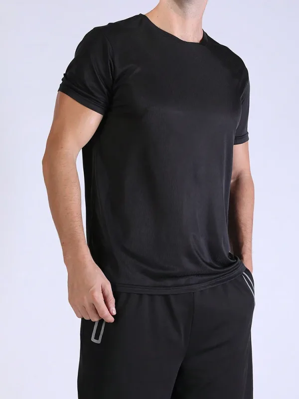 5PCS Men's Solid Color Ultralight Quick Dry Sport T-Shirt Breathable Lightweight Top For Fitness Training Workout Running Gym — image 3