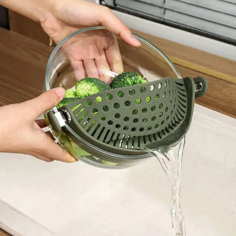 Silicone Pot Side Drainer Vegetable Noodle Drainage Filter Pour Baffle Kitchen Gadgets — image 2