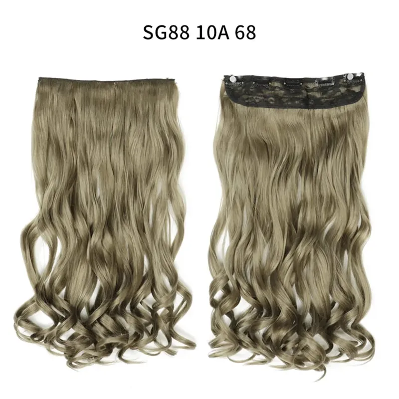 Long Straight Curly One Piece 5clips Clip-in Extensions 22Inch Heat Resistant Hairstyles Colour Mix Blonde Hair Piece For Women — image 41