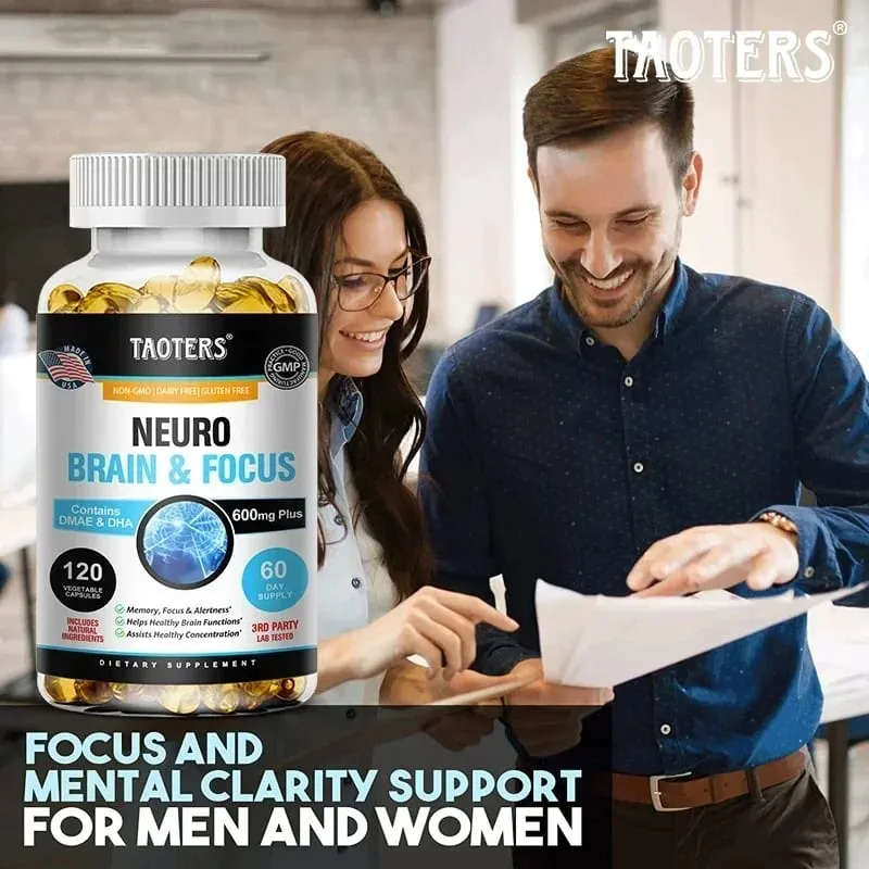 Suplemento cerebral Memory Focus Clarity Energy - Estimulador cerebral nootrópico DMAE Vitaminas A C D E B1 B2 B3 B5 B6 Cápsulas