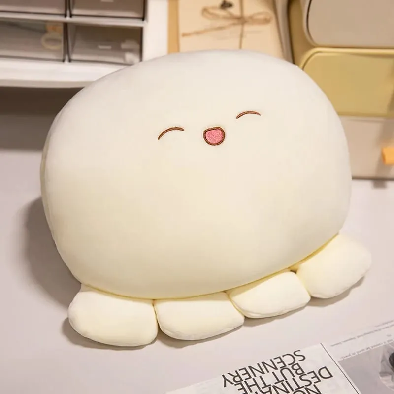 Oreiller en peluche poulpe doux de 35cm, en forme de boule, Animal aquatique, mains chaudes avec trous, plus chaud, visage mignon, Support du dos — image 10