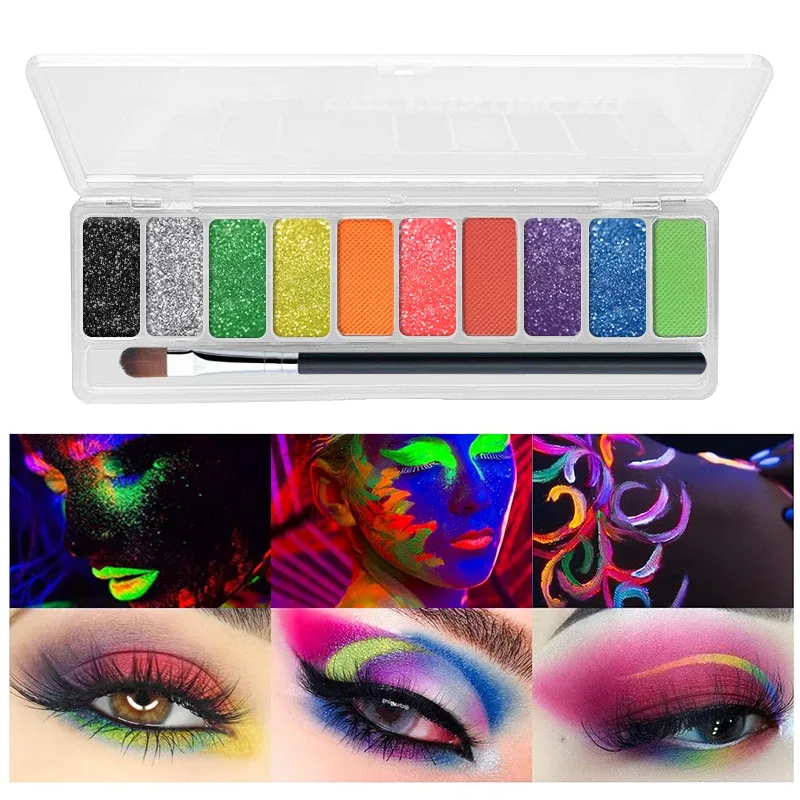 Eyeliner eye shadow palette makeup UV Glow in Dark Fluorescent Neon Face Paint Eyeshadow Makeup Cosmetics For Music Festival — image 6