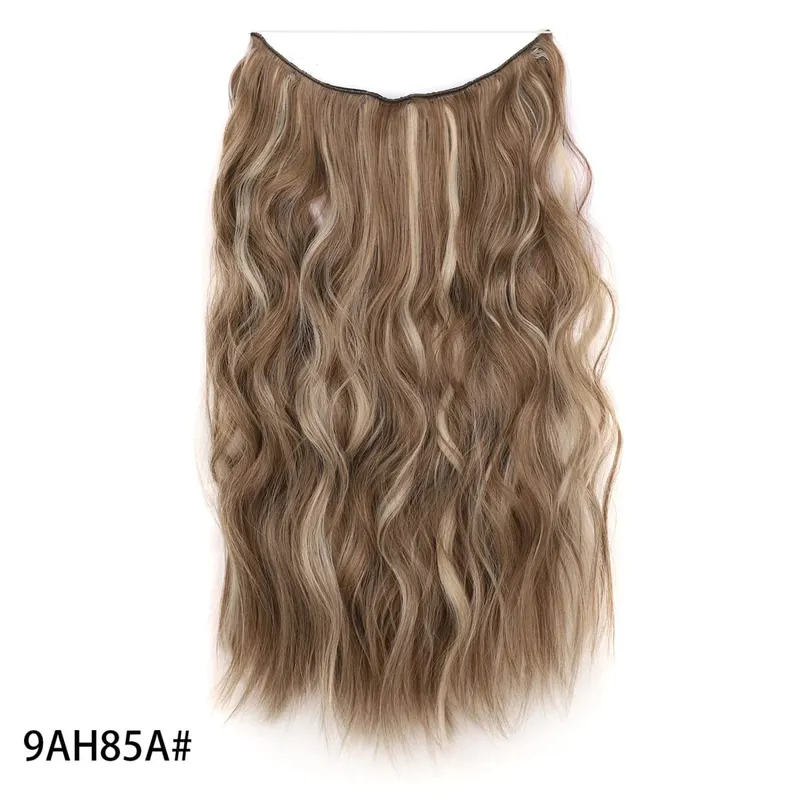 Synthetic Invisible Wire Hair Extensions Long 4 Clips In Wave Curly Hairpiece For Women 20Inch Secret Fish Line Hair Extensions — image 14