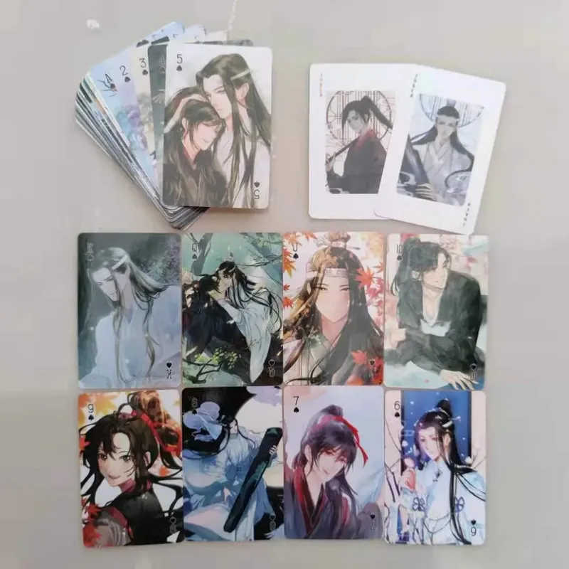 Anime Mo Dao Zu Shi Cosplay Board Game Cards Lan Wangji Wei Wuxian Grandmaster of Demonic Hardcover Poker Toy Gift With Box — image 3