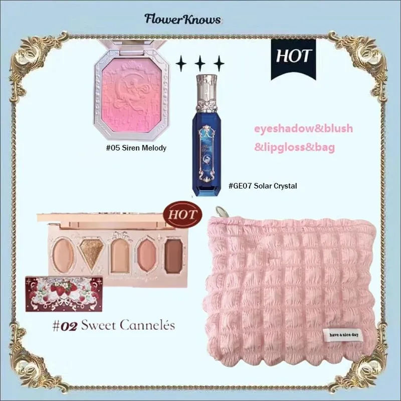 Flower Knows Makeup Full Set Moonlit Mermaid Eye Shadow Palette Matte Blush And Lipgloss Flowerknows Kit Makeup Bag for women — image 8