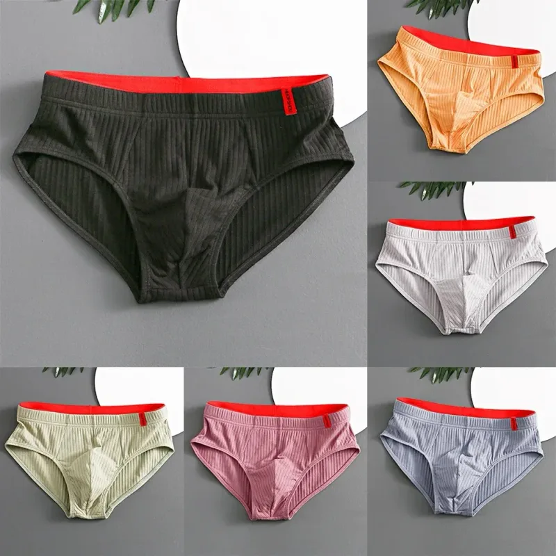 1/3 pièces hommes slips taille moyenne élastique doux respirant Anti-septique U convexe rayé couleur unie décontracté hommes caleçons sous-vêtements hommes — image 8