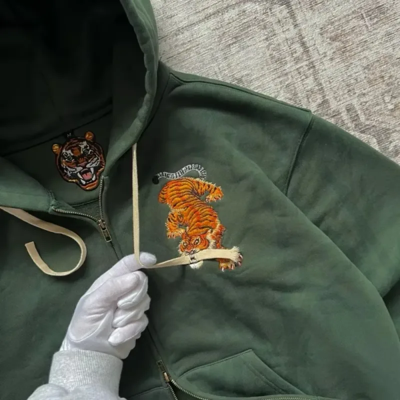 Vintage Bearพิมพ์Hoodieผู้ชายRetroลายสก๊อตสีเขียวPatch Pullover Hooded Sweatshirt Casual Streetwearเสื้อแขนยาวผู้หญิงHoodies Top — image 17
