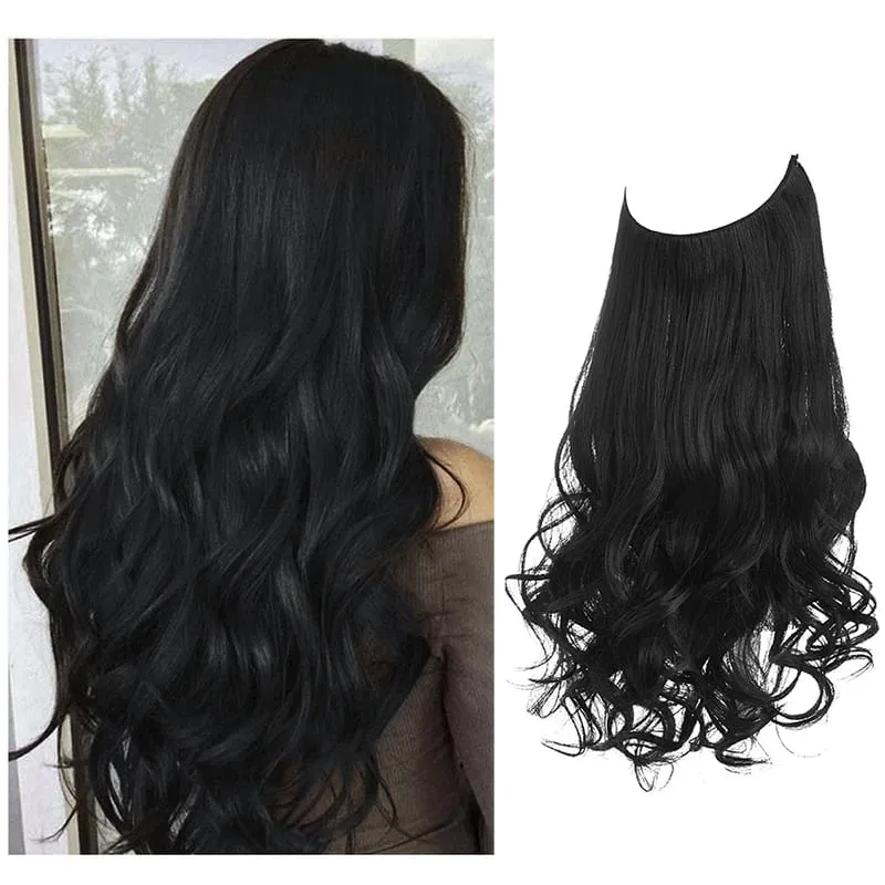 Premium Synthetic Invisible Wire With Clips Natural Hair Extension False Long Wavy Daily Use Clip In Hair Piece For Women