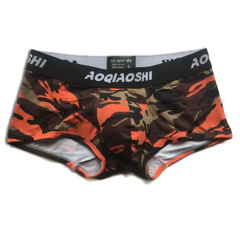Men Underwear Cotton Camouflage Boxer Briefs Trunks Bulge Pouch Plus Size Teenage Breathable Underpants Young Innerwear Boys