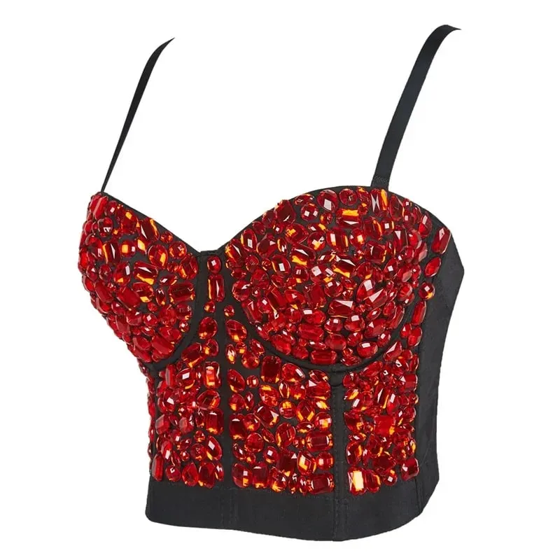 Visivane Rivet Beading y2k Tank Tops Women Bra Blusas Short Corset Woman Clothing Stage Party Shaper Ladies Crop Shirt Camis — image 26