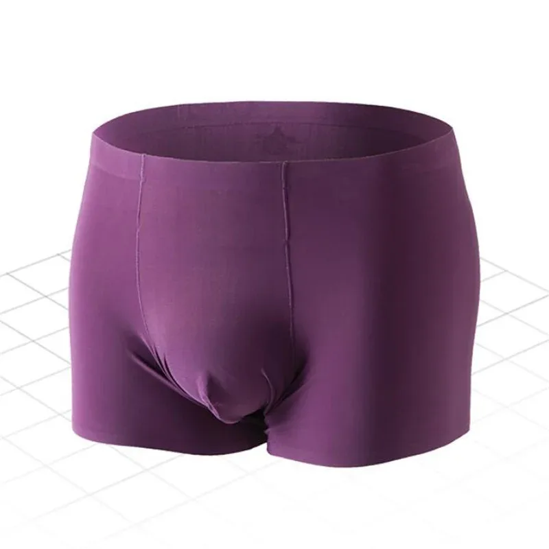 Seamless Ice Silk Underwear Men's Ultra-thin Boxer Shorts One-piece Mid-waist Summer Panties Trunk — image 6