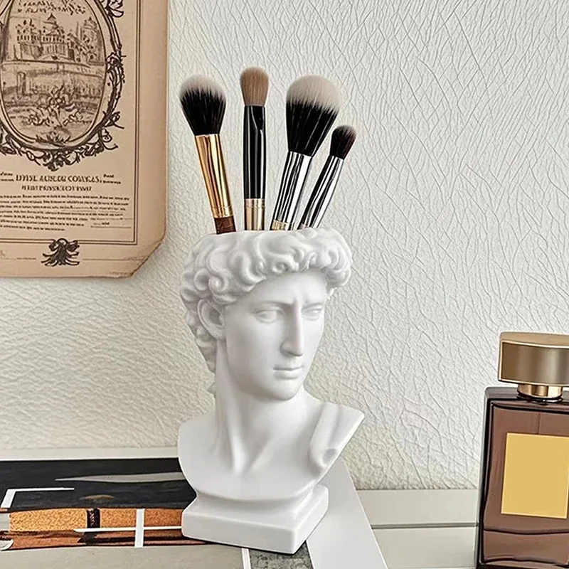 Kreative Statue Von David Form Pinsel Topf Desktop Ornamente Lagerung Box Haushalt Make-Up Pinsel Organizer