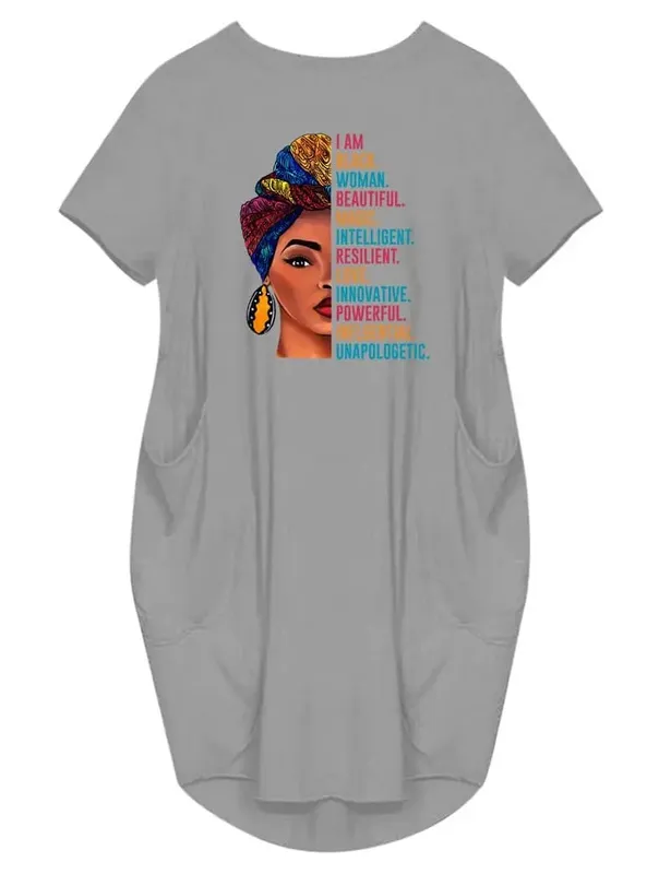Plus Size Women Short Sleeve O-Neck Loose Casual Dresses — image 18