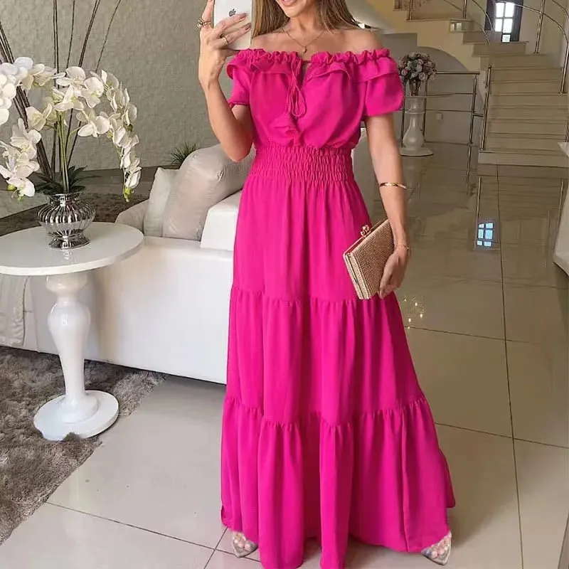 Summer New Arrival Color Solid Boho Dress Women Fashion Elegant Beach Party Club Dress Casual Maxi Dresses For Woman Clothing — image 8