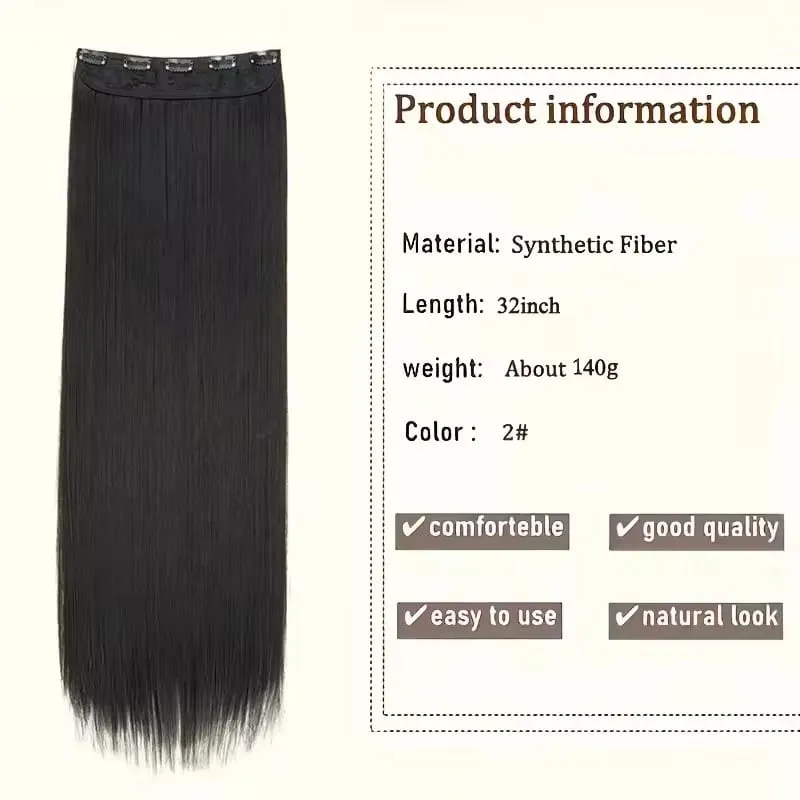 Extensión de cabello sintético para mujer, hilo Invisible, sintético, Natural, falso, largo, liso, Rubio, 32 pulgadas — image 3