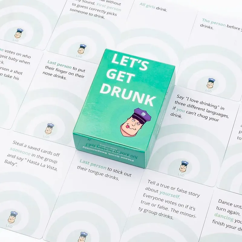 88 pcs Let's Get Drunk Drinking Card Game in Box English Version for Parties Borad Games 8.8x6.3cm