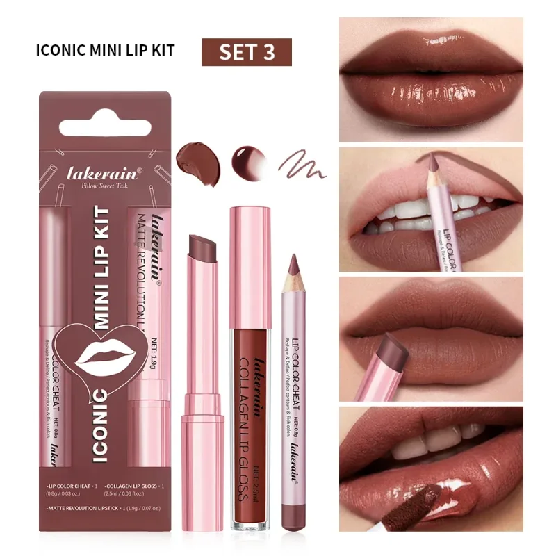 Waterproof Velvet Lip Gloss Long Lasting Smudge-Proof Black Lipstick Set Liquid Lip Lip Liner Set For Halloween Goth Makeup
