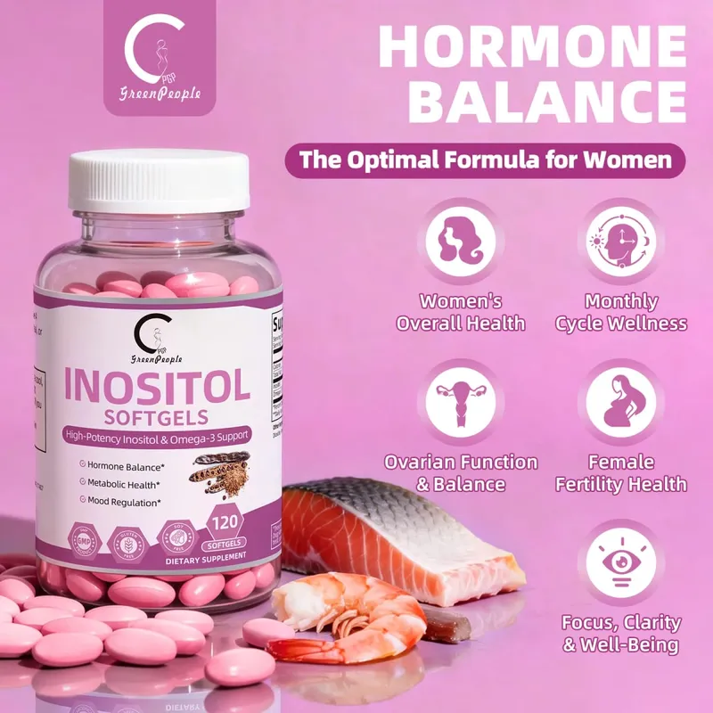 120PCS Inositol Capsule with Omega-3 Supports Ovarian Function Hormone Balance Fertility Supplements for Women